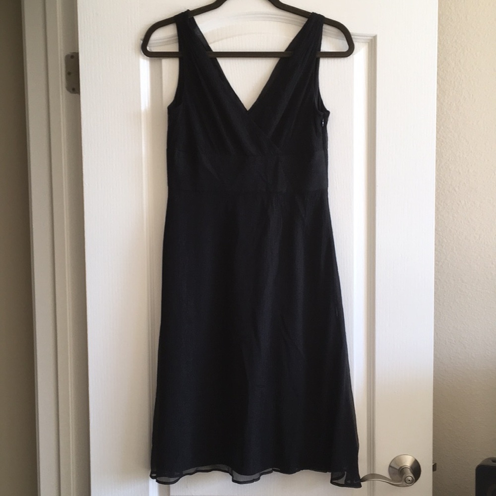 J Crew chiffon black dress. Size 6P.